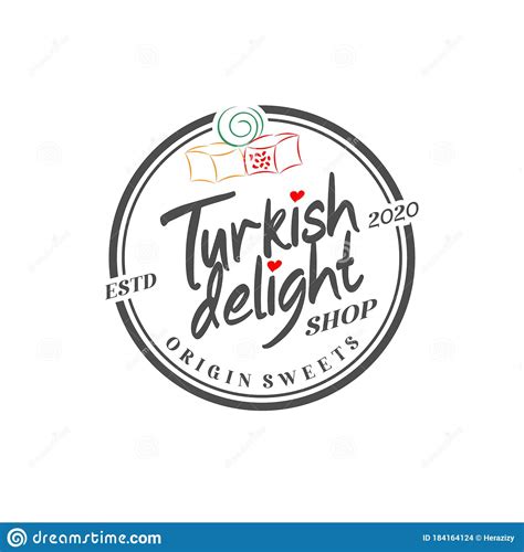 Simple Typography Turkish Delight Logo Traditional Yummy Sweet Candy Stock Vector Illustration
