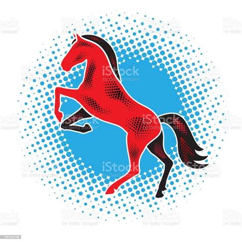 Red Horse On Blue Spot Background Vector Sign Stock Illustration