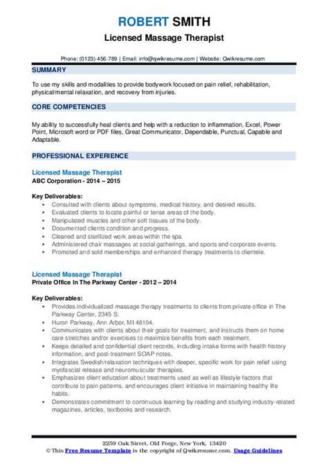 ⚡ Massage Therapist Resume Example 8 Therapist Resume Examples For 2023 2022 10 10