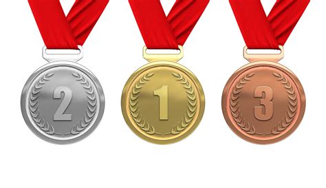 Award Medal Gold Silver And Bronze Medals On Transparent Background