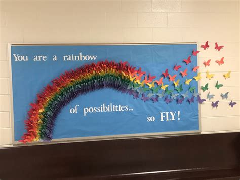 Rainbow Bulletin Board Rainbow Bulletin Boards Butterflies Classroom