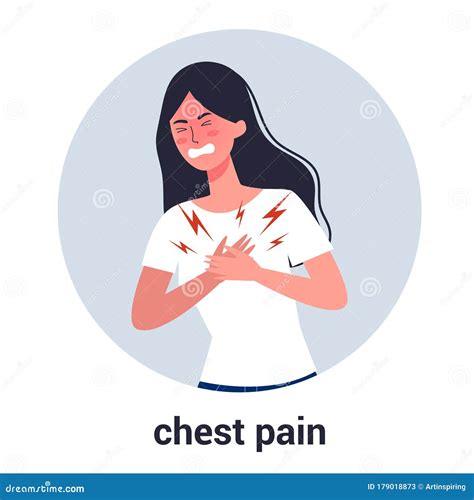 Woman Feel Chest Pain Heart Attack Or Symptoms Of Heart Disease Stock
