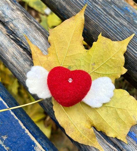 Heart With Angel Wings Heart Brooch Felted Heart Valentines Etsy