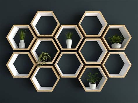 Shop wayfair for the best honeycomb wall decor. Hexagon Shelves Hand Painted White And Oiled Oak By Besp ...