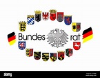 Logo des Bundesrates mit dem Wappen der 16 deutschen Bundesländer ...
