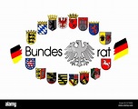 Logo des Bundesrates mit dem Wappen der 16 deutschen Bundesländer ...