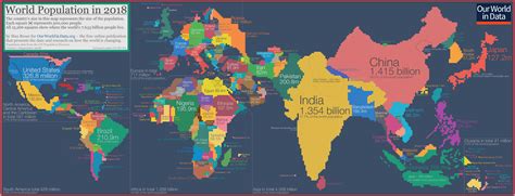 World Map With The Size Of Each Country According To Its Population R