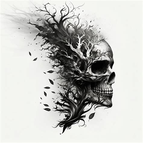 Skull Tattoo Design White Background Png File Download Etsy Denmark