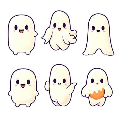 Cute Kawaii Halloween Ghosts Cartoon Characters Stickers Collection In