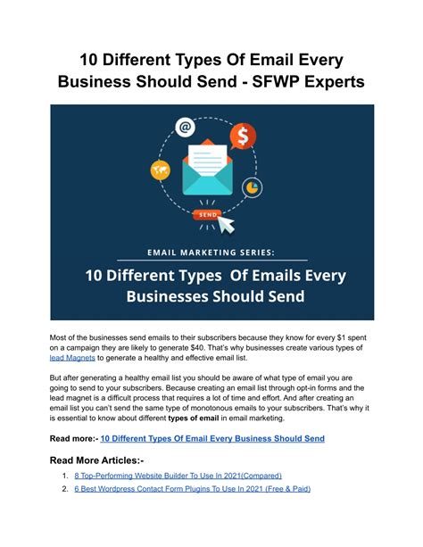 Ppt 10 Different Types Of Email Every Business Should Send Sfwp