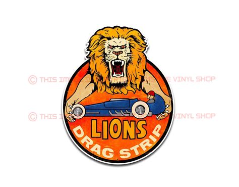 Lions Drag Strip Lionhead Sticker Retro Hot Rod Classic Nhra Ebay