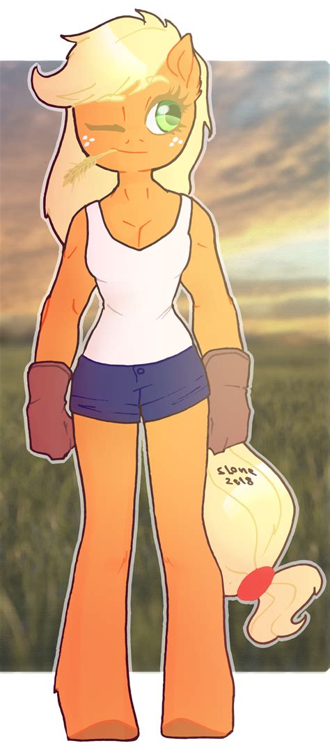 1649898 Safe Artistsl0ne Applejack Anthro Unguligrade Anthro