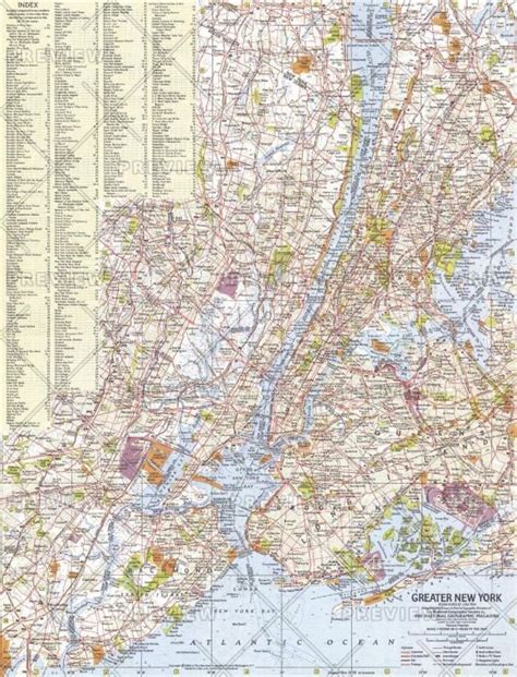 Greater New York Map Published 1964 National Geographic Maps
