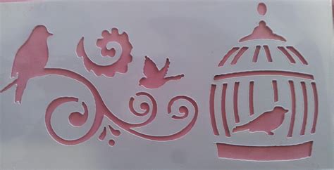 clic para ver mas detalles de stv0004 stencil vintage jaula y pajarito bird stencil stencil