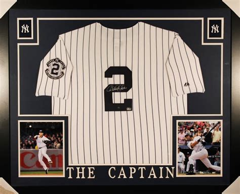 Derek Jeter Signed Yankees 35x43 Custom Framed Jersey Steiner Coa And Mlb Hologram Pristine