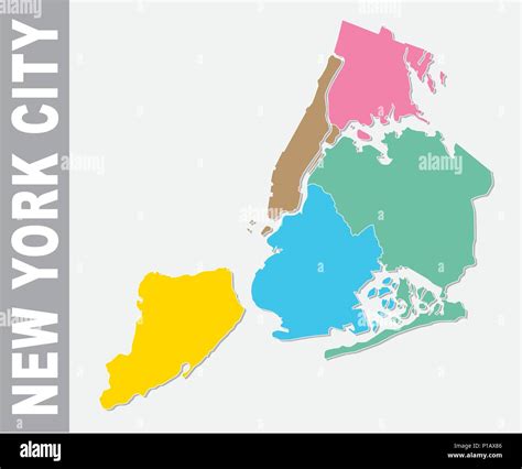 Colorido De La Ciudad De Nueva York Mapa De Vectores Administrativa Y