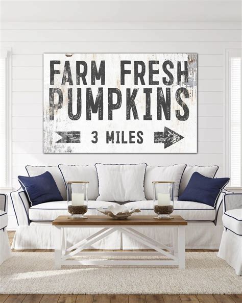 Farm Fresh Pumpkins White Farmhouse Canvas Wall Art Lc56 Wall Decor