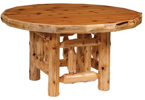 Cedar 42 Round Standard Log Dining Table From Fireside Lodge 15020