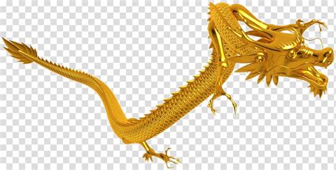 Chinese Dragon Yinglong Flying Golden Dragon Transparent Background