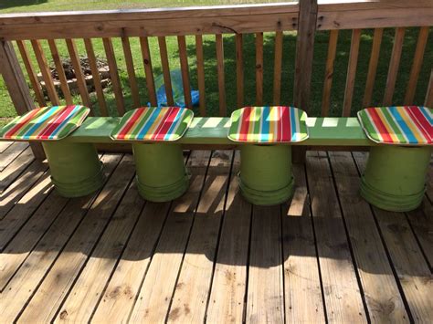 Painting and decorating beckenham, se20 it is high time for people to realize that our professional services are the best in beckenham, se20, london. Sitting bench made from a paint buckets. Cost $12 for the cushions | Outdoor decor, Paint ...