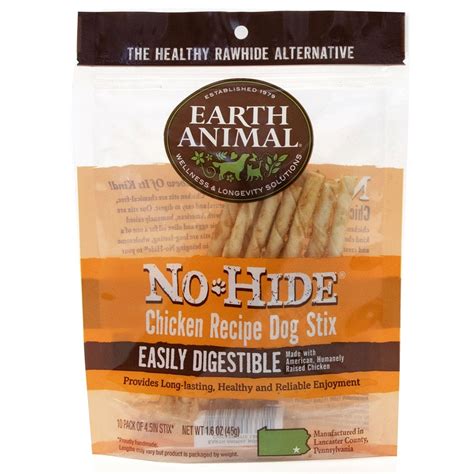 Their formula is loaded with all 10 essential amino acids dogs need. Earth Animal No-Hide Chicken Recipe Stix Dog Treats, 10 ...