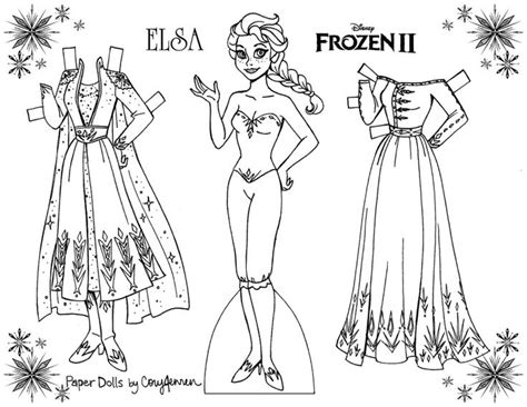 Free disney paper dolls from spoonful. Frozen 2 coloring paper dolls of Elsa and Anna | Paper ...