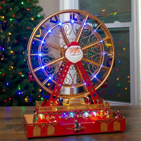 20 Red And Gold Led Lighted Christmas Big Spinning Ferris Wheel With