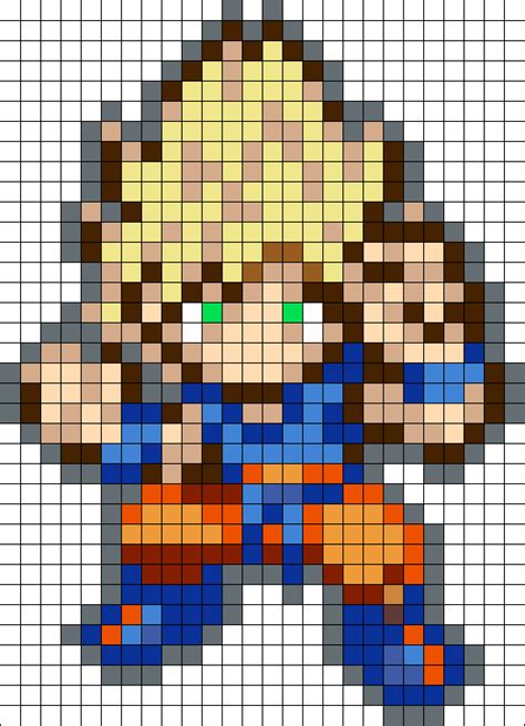 Super Saiyan Goku Kandi Pattern Pixel Art Pattern Pony Bead Patterns