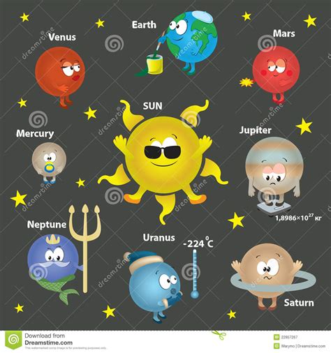 Solar System In Space For Kids Card Concept Stock Vector