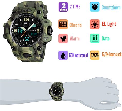 buy men s analog sports watch military watch outdoor led stopwatch digital electronic watches