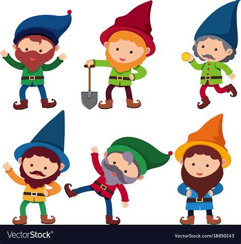 Six Dwarfs With Happy Face Royalty Free Vector Image