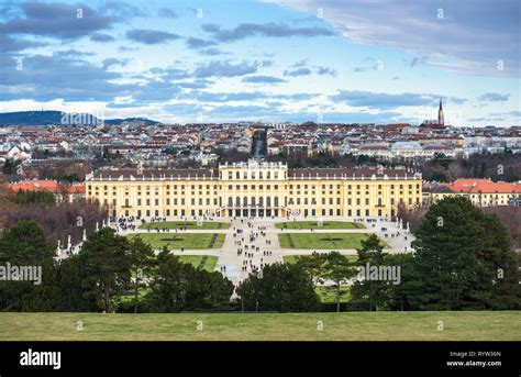 Vienna City Skyline Views From Schönbrunn Palace Garden Austria Stock