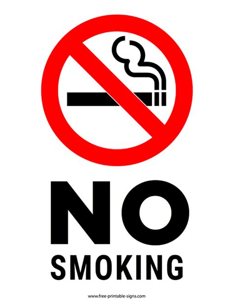 Printable No Smoking Sign Free Printable Signs
