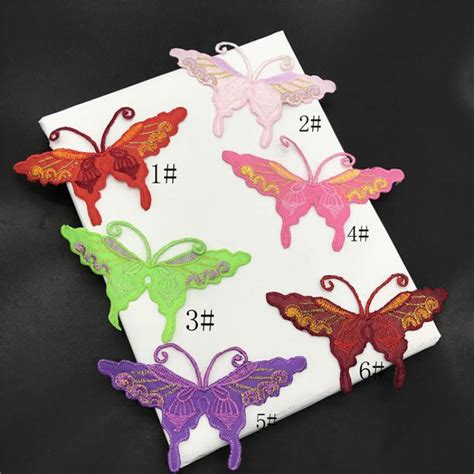 20pcs Butterfly Applique Embroidery Flower Patches Romantic Colorful