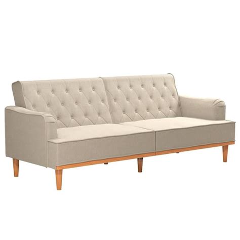 Mr Kate Stella Vintage Convertible Tan Linen Sofa Bed Futon 2390479mk