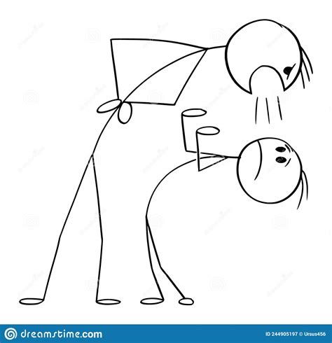 Two Persons Arguing Or Fighting Vector Cartoon Stick Figure