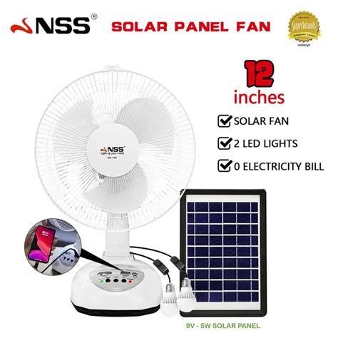 Cod Nss Solar Fan Electric Fan With Panel 12or 14 Solar Electric Fan