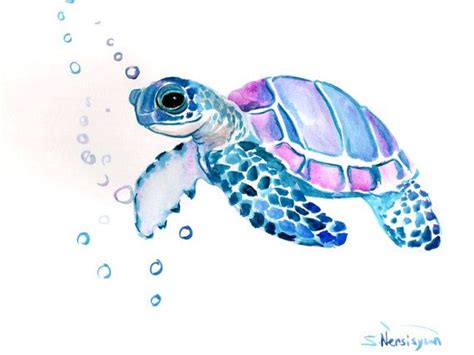 Sea Turtle Original Watercolor Painting 9 X 12 In Sea Etsy Turtle