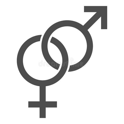 heterosexual symbols line icon valentines day concept male and female sign on white background