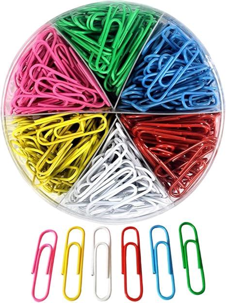 Umsole 33 Mm Colored Paper Clips Medium Size Coated Paper Clips6 Color