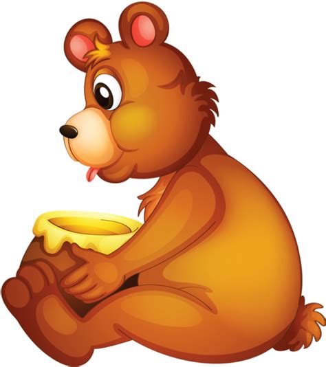 Honey Clipart A Bear Eating Honey Bear Honey Cartoon Png Download