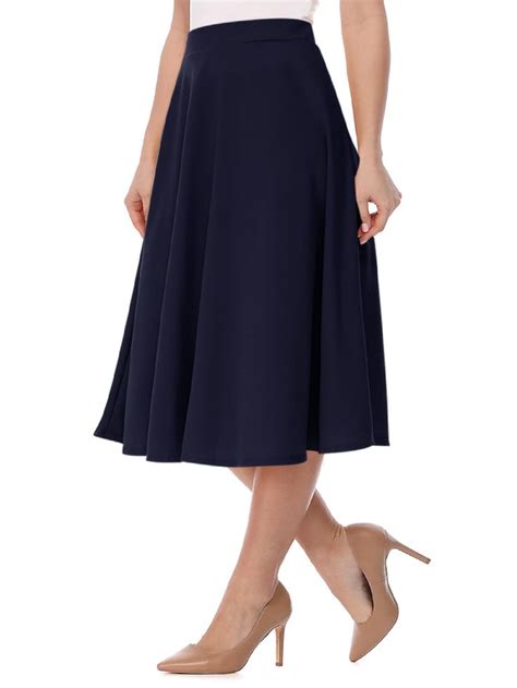 Womens High Waist A Line Flared Pleated Midi Knee Long Casual Skirt Made In Usa Ad Line