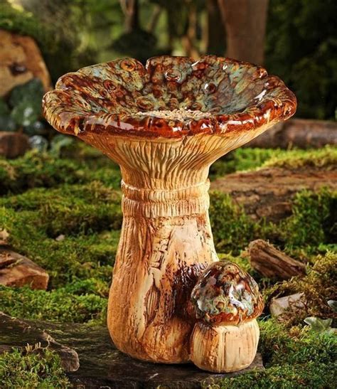 Ceramic Toadstool Mushroom Birdbath Eclectic Bird Baths By Bonanza