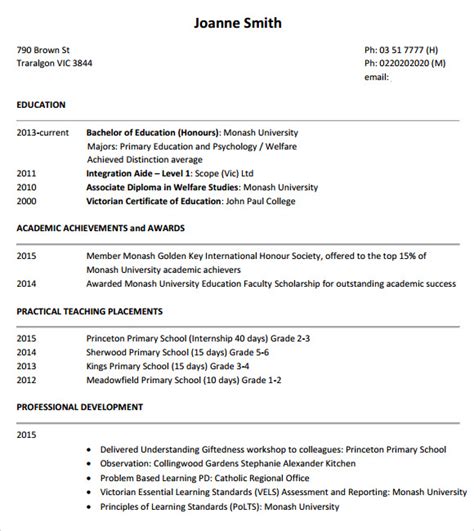10 Teacher Resume Templates Samples Examples And Format Sample Templates