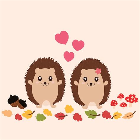 Premium Vector Cute Hedgehogs In Love