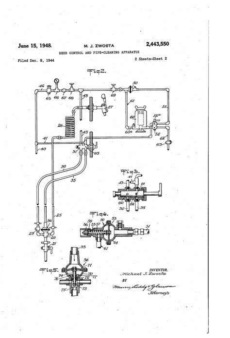Patent No 2443550a Beer Control And Pipe Cleaning Apparatus