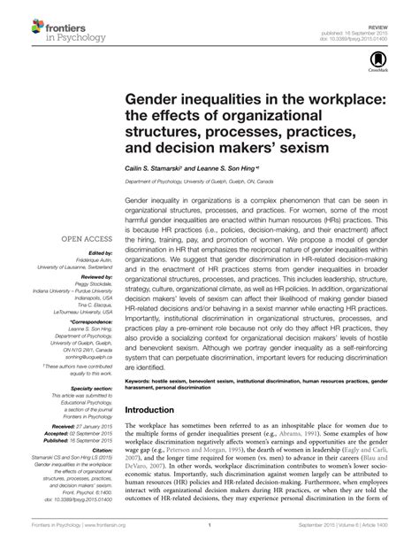 Case Study Of Gender Inequality In The Workplace Study Poster