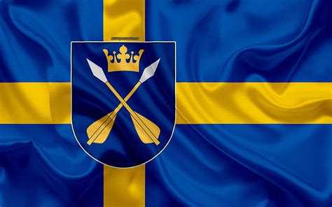 Coat Of Arms Of Dalarna Lan Silk Flag Swedish Flag Dalarna County