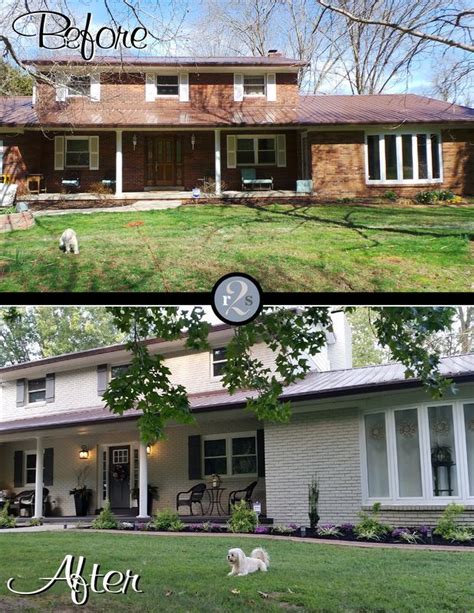 Before And After Photo Of Painted Brick House Paint Color
