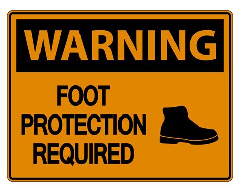 Warning Foot Protection Required Wall Sign On White Background 3611337